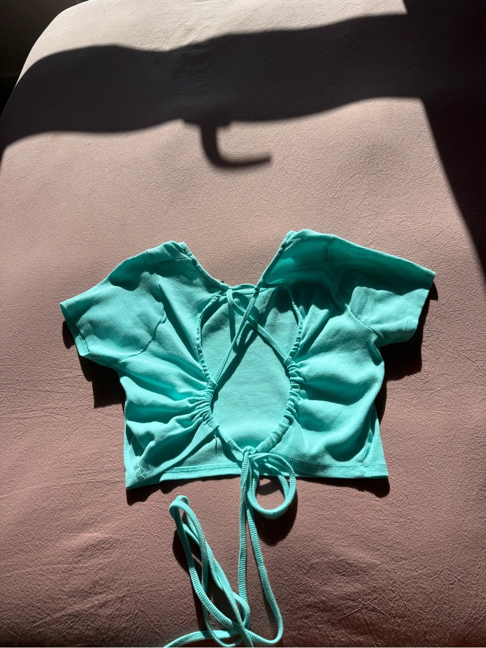 wild fable Aqua open Tie-Back Ruched Crop Top
